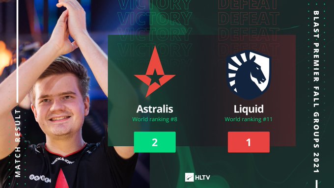 BLAST秋季小组赛:Astralis 2-1淘汰Liquid,小组第一Vitality决赛2-1击败Astralis