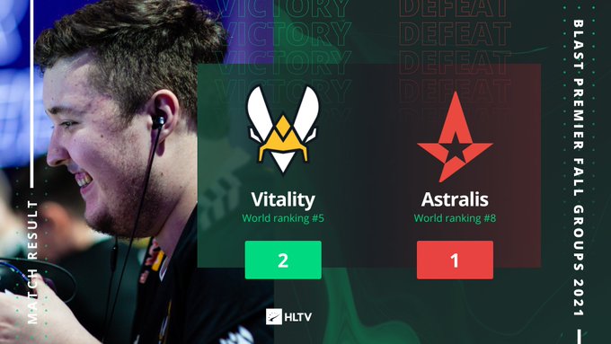 BLAST秋季小组赛:Astralis 2-1淘汰Liquid,小组第一Vitality决赛2-1击败Astralis
