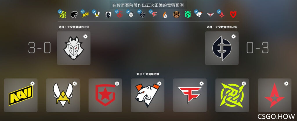 CSGO竞猜选择 :传奇赛段选择,记得抄作业!