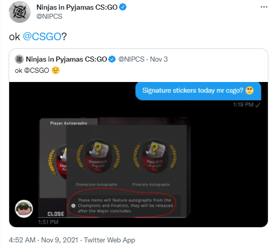 【CSGO杂谈】NiKo沙鹰空枪地图标志，NIP：签名贴纸呢