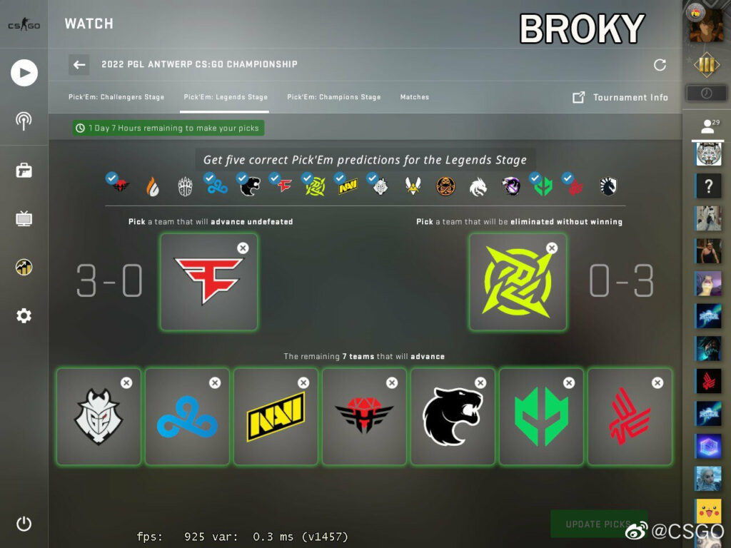 看看那些专业人士的2022 CSGO MAJOR传奇赛竞猜预测 broky