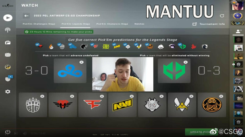 看看那些专业人士的2022 CSGO MAJOR传奇赛竞猜预测 mantuu