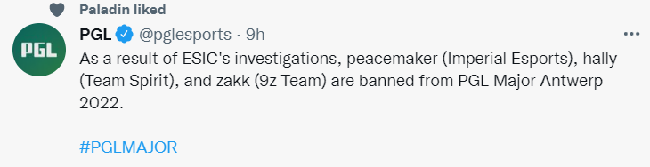 CSGO 134名教练被禁赛,含三名Major参赛队伍主教练