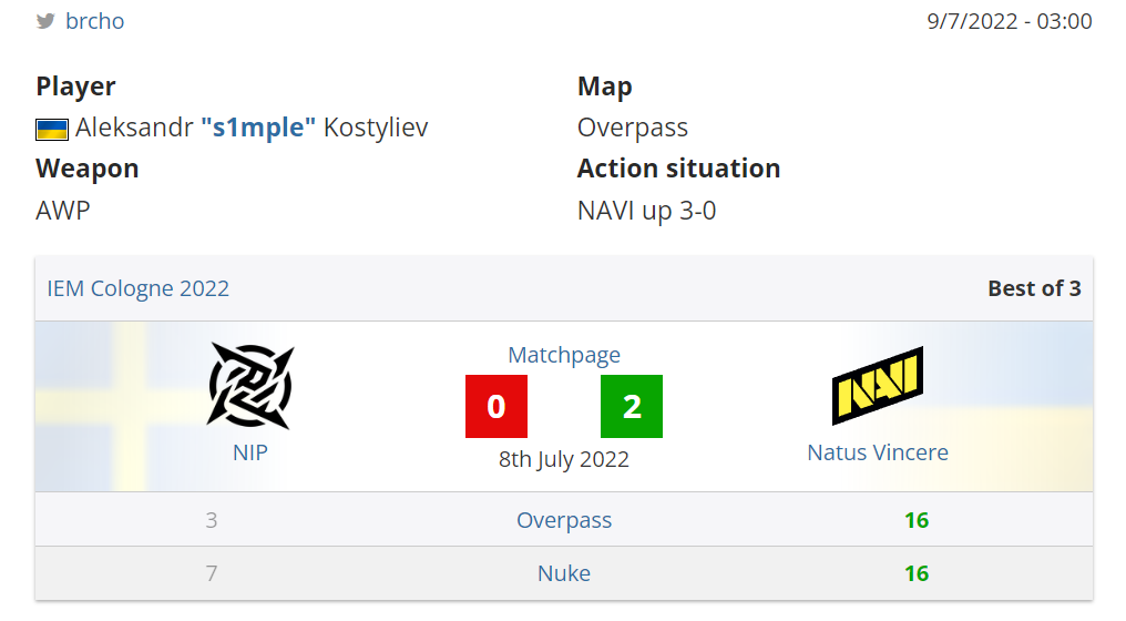 CSGO视频：s1mple 完成1V3残局歼灭NIP全队