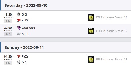 EPL S16:G2、FaZe继续连胜,BIG拿下首胜