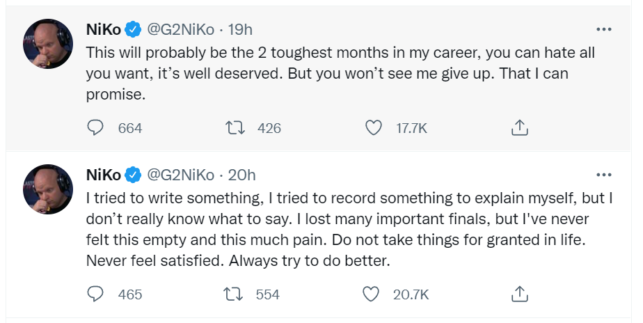 NiKo:这可能是我职业生涯中最艰难的两个月